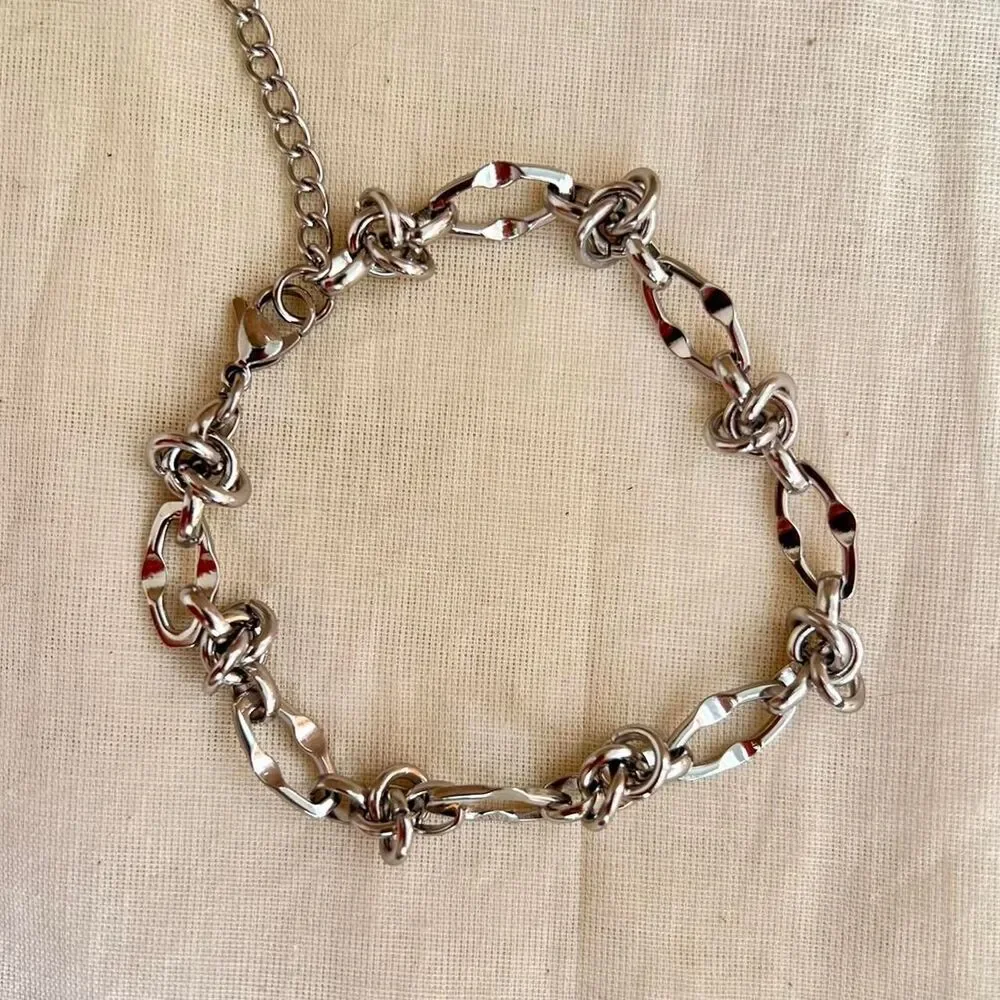 y2k style barbwire cuban link silver stainless steel bracelet